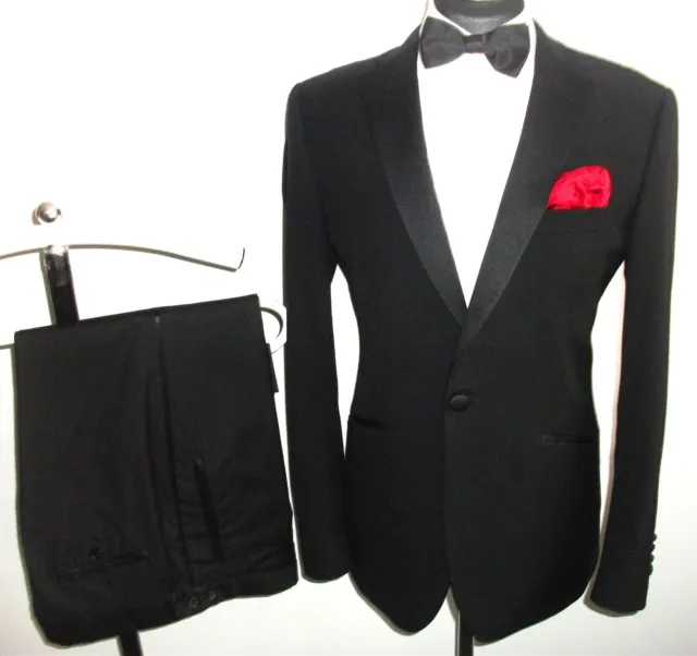 TUXEDO EVENING Dinner Wedding SUIT Jacket Trousers 40 Black CRUISE W 34 L 29 M&S