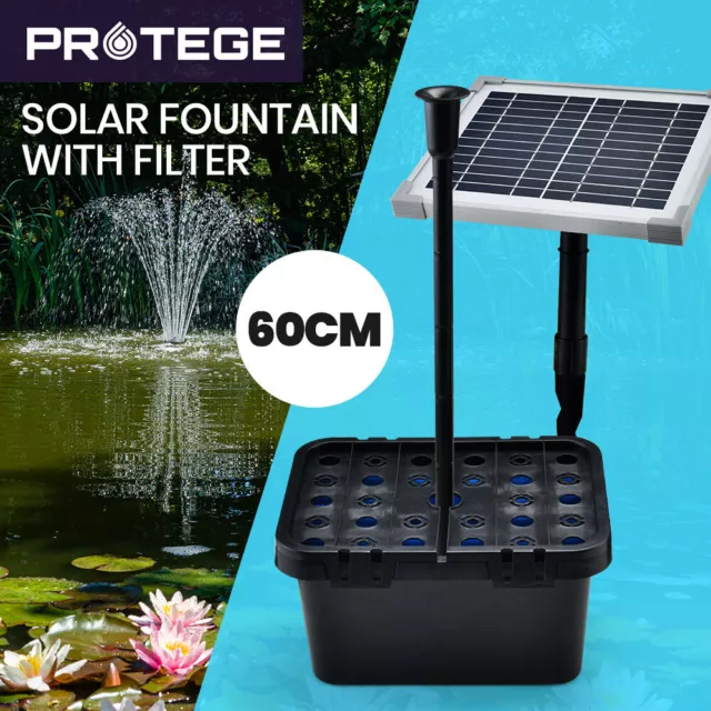 PROTEGE Solar Pond Pump with Eco Filter Box 5W 10W 20W Powered Water Fountain