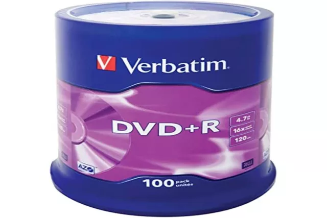Verbatim 43551 DVD+R Blank 4.7GB Pack of 100 Spindles