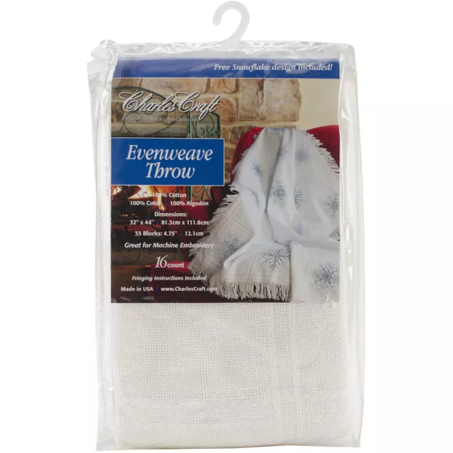 Charles Craft Evenweave Throw 16 Count 32"X44"-White AF7312-6750