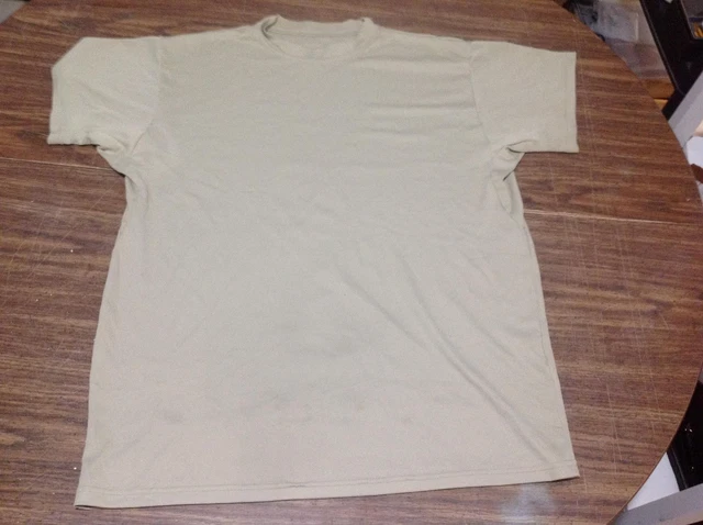 Used US Army Tan USGI Short Sleeve Undershirt Cleaned Large No Tags
