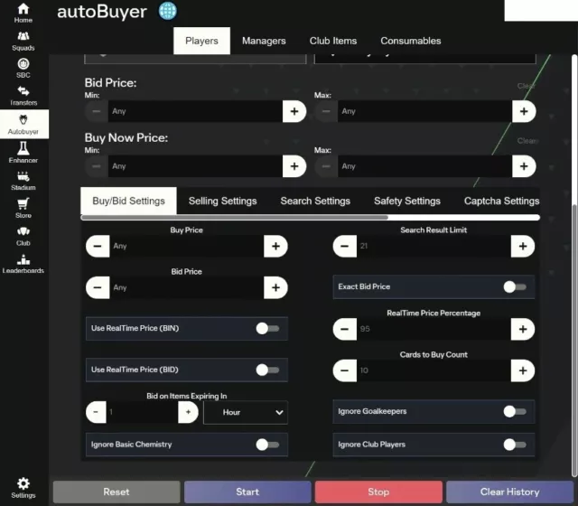 FIFA 22 Web App Autobuyer