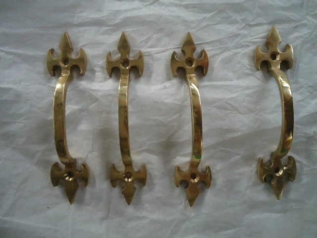 MASSIVMESSING VIKTORIANISCHE FLEUR DE LYS TÜR SCHRANK SCHUBLADE ZUZIEHGRIFF Lot094