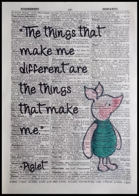 Piglet Quote Vintage Dictionary Page Picture Print Wall Art Winnie The Pooh Gift