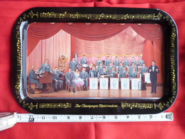 Small Vintage Metal Lawrence Welk Serving Tray with Color Band Photograph
