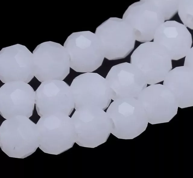 100 Weiße Jade Perlen 8mm FACET KUGELN Opak HALBEDELSTEIN Schmuck DIY G255#3