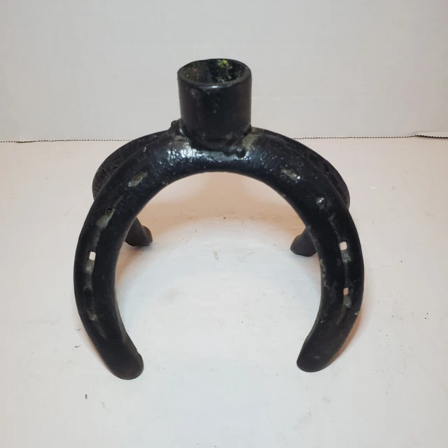Horse Shoe Candle Holder Single Candle Farmhouse Equine Rustic Cast Iron Western