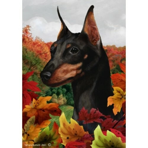 Fall House Flag - Black and Tan Miniature Pinscher 13222