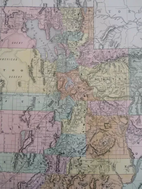 Utah Salt Lake City Provo Great Salt Lake 1902 Rand McNally large map