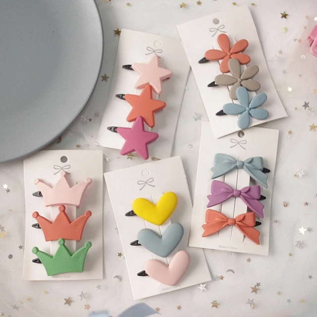 Women Kids Star Heart Hairclip Cute Flower Bow Hairpins Girls Barrettes 3Pcs/Lot