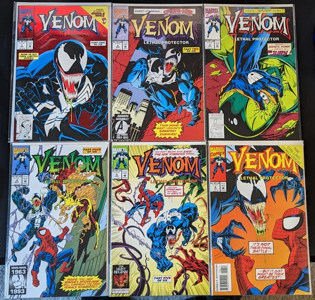 1992 Marvel Comics Venom Lethal Protector Complete Set Parts 1-6 (NM and VF)
