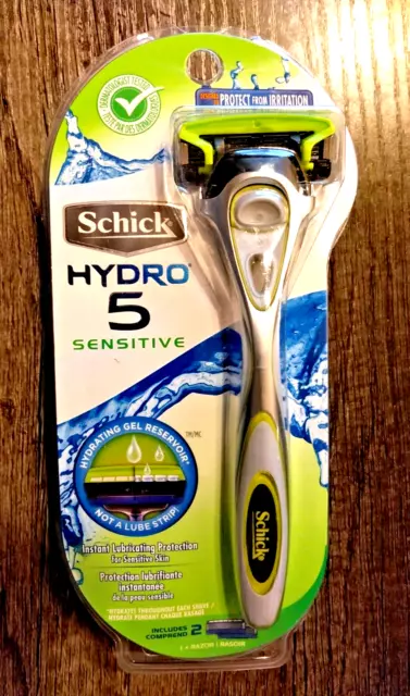 Men's Schick Hydro 5 Razor Sensitive with 2 Cartridges total - SEALED! FAST SHP