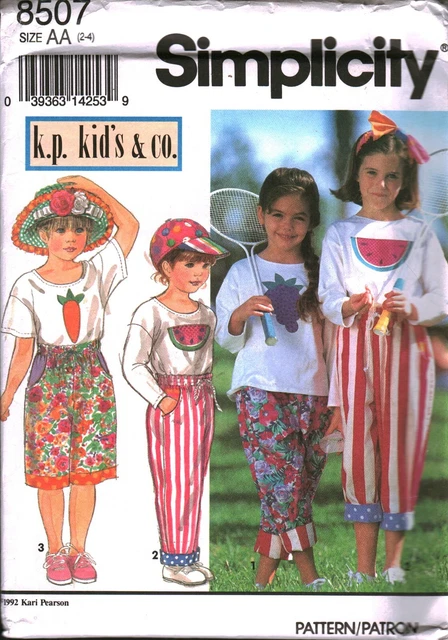 8507 Vintage Simplicity Cartamodello Ragazze Pantaloni Pantaloncini Top Cappello