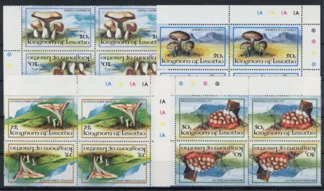 Lesotho Kehrdrucksatz (8 Kehrdrucke) 411-414 postfrisch Pilze #JQ970