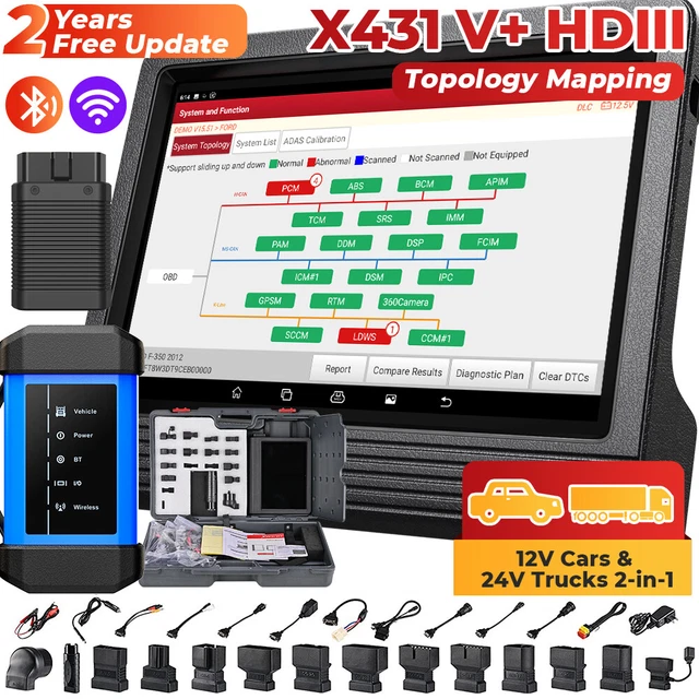 Dispositivo diagnostico Launch X431 V+ 4.0 Pros OBD2 tutti i programmatori System Key HDIII 24V