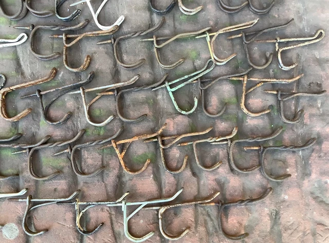 Twisted Wire Coat Hat Hooks Hangers Antique lot of 46