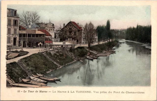*48055 cpa La Marne à La Varenne, view taken from the Chennevières Bridge