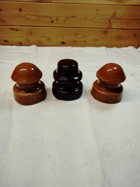 Vintage Brown Ceramic Porcelain Insulator 3 3/4" diameter (B) Brookfeild