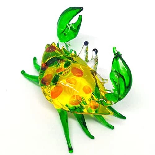 Crab Glass Figurines Collectibles Hand Blown Art Animals Decor Sculpture Desk