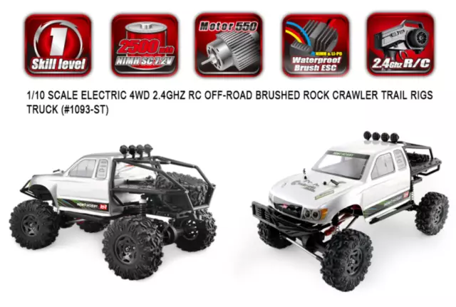 AU Store Remo hobby 2.4G 1/10 RC 4WD ORV Brushed Rock Crawler TRAIL RIGS Truck 2