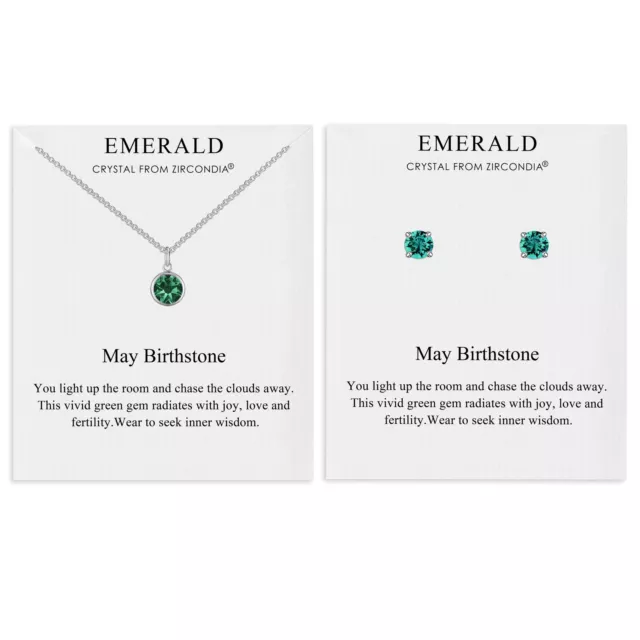 May (Emerald) Birthstone Necklace & Earrings Set Created with Zircondia® Crystal