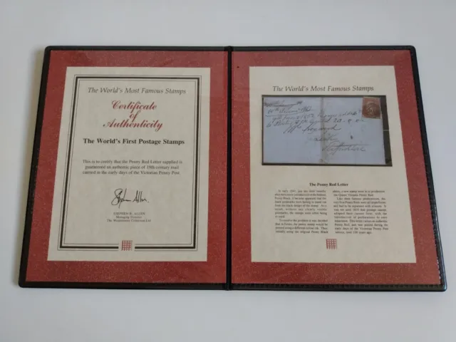 Penny Red Letter Stamp. The Westminster Collection + Certificate Of Authenticity