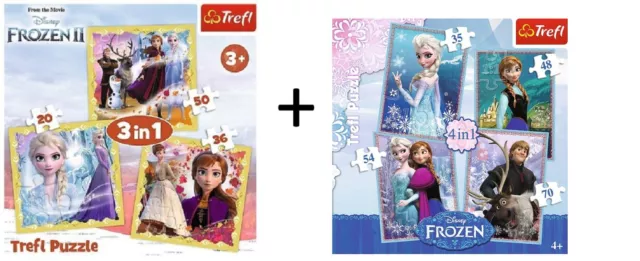 2 x Trefl Puzzle  - 3 in 1  Frozen II + 4 in 1 Frozen  Eiskönigin