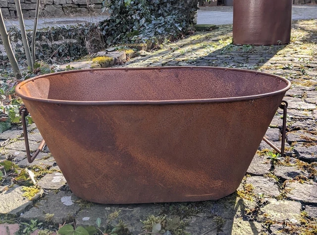 Pflanzwanne 51 cm aus Metall in Edelrost Blumentopf Pflanztopf Pflanzgefäß Trog