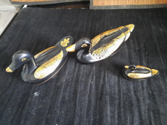 Grande Figurine Canard En Bois Laqué (55 Cm) Avec Boîte - Décoration Vintage