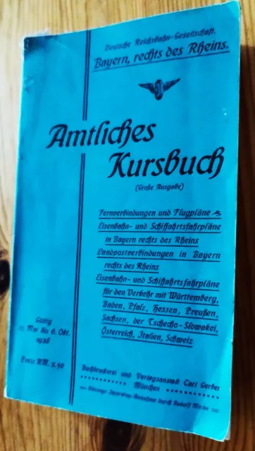 Amtliches Kursbuch, Bayern rechts des Rheins, Sommer 1928 (Nachdruck)