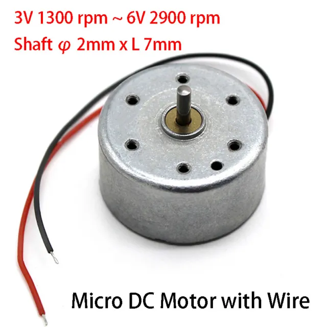Micro DC Motor with Wire Cable Electric Motors Shaft L 7mm 3V 1300rpm 6V 2900rpm