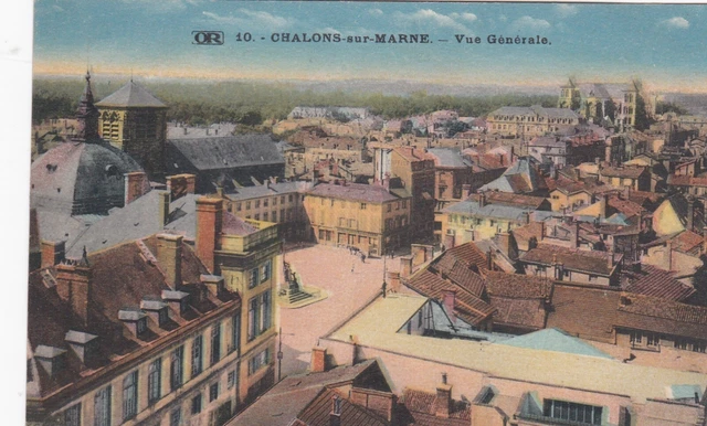 CPA 51 CHALONS sur MARNE Vue Générale carte colorisé
