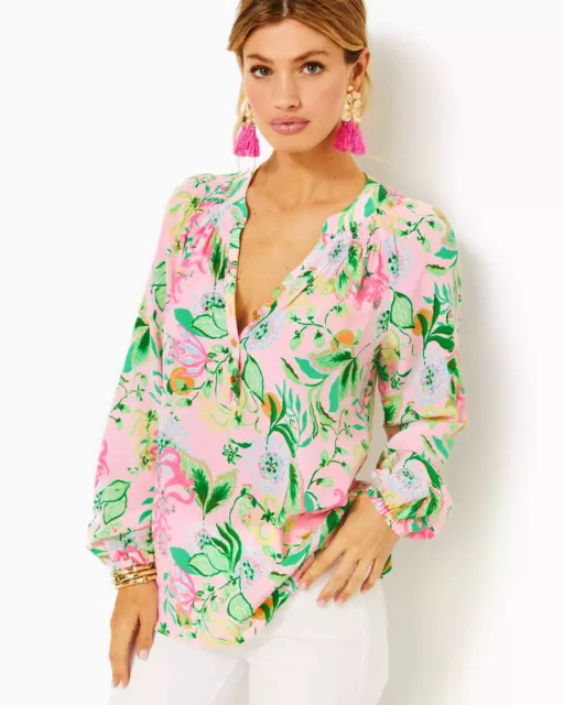 Lilly Pulitzer Elsa Silk Top, Multi Via Amore Spritzer