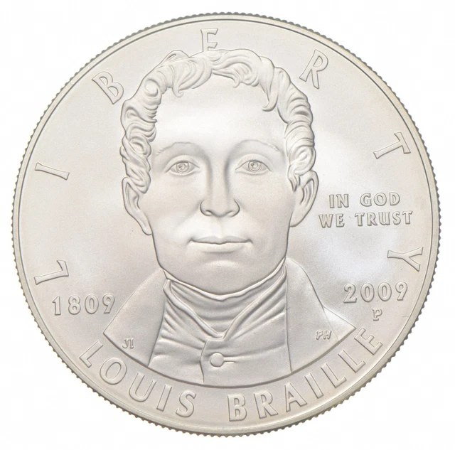 2009-P Unc Louis Braille Commemorative Silver Dollar $1 *0280