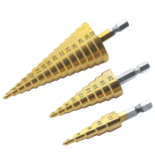 Large HSS Steel Step Cone Drill Titanium Bit Set Hole Cutter 4-12/20/32mm F:bj 2