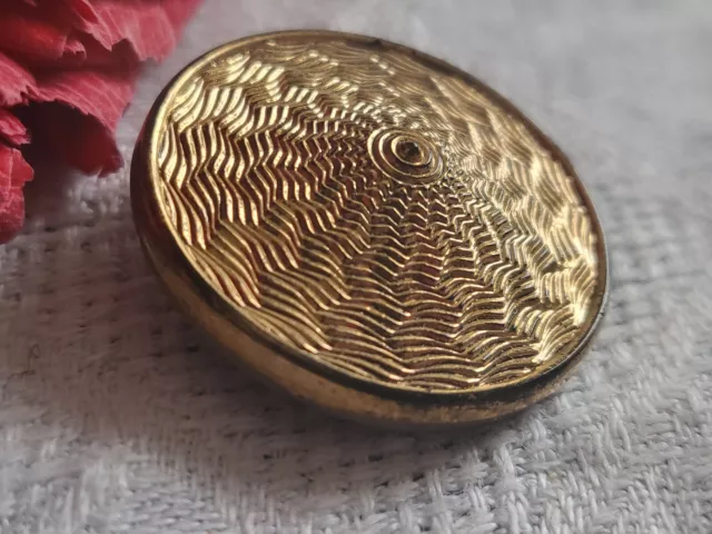 Gros bouton ancien en verre doré à pied  motif texturé 2,7  cm D14F