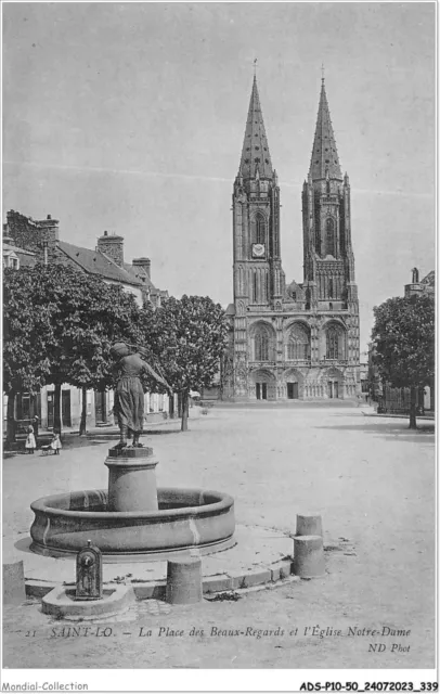 ADSP10-50-0947 - SAINT-LO - la place des beaux-regards et l'eglise Notre-Dame