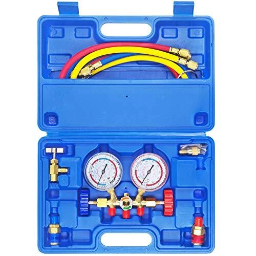 3 Way AC Manifold Gauge Set, HVAC Diagnostic Refrigerant Charging Tool for