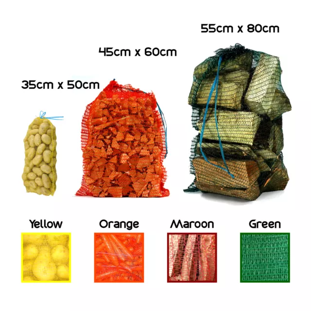 Strong Net Woven Sacks Logs Kindling Wood Log Vegetables Mesh Bags - Multipacks