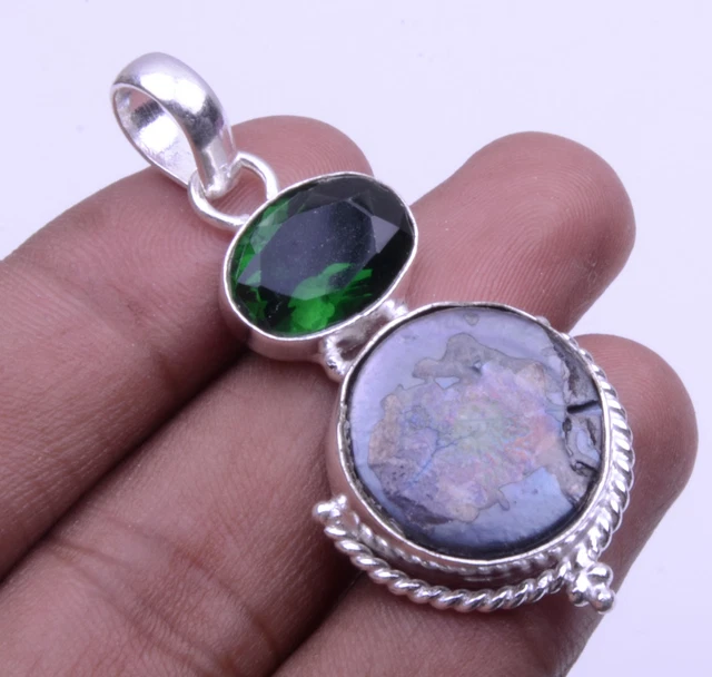 Spiritual Jewelry Baroque With Chrome Diopsde Superior Handmade Pendant 2" W210
