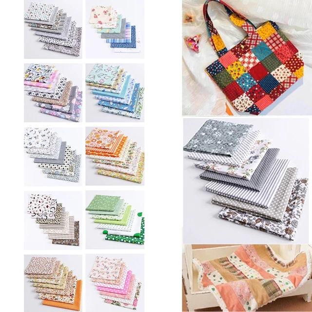 Assorted Mixed Pattern Cotton Fabric Bundle for Sewing DIY 7 Pieces Set