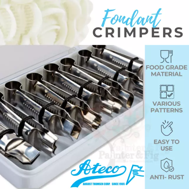 Ateco 8-Piece Crimper Tool Set Icing Stainless Steel Sugar Paste, Fondant Tools