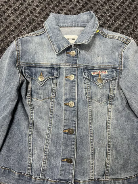 Hudson Jean Jacket Girls Large Blue Denim Button Up Size Large