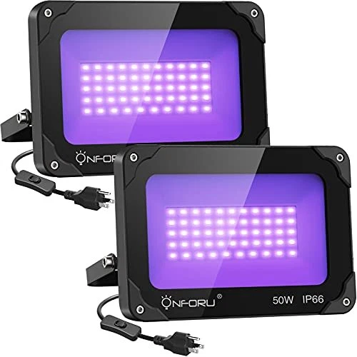Onforu 2 Pack 50W LED Black Lights, Blacklight Flood Light with Plug, IP66 Water