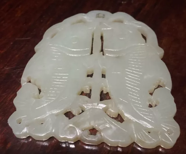 Antique Chinese Carved Double-fish White Jade, Qing Dynasty