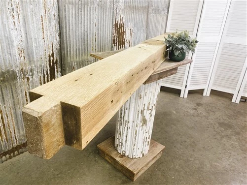 Reclaimed Barn Beam Wood Shelf, Architectural Salvage Fireplace Mantel C6