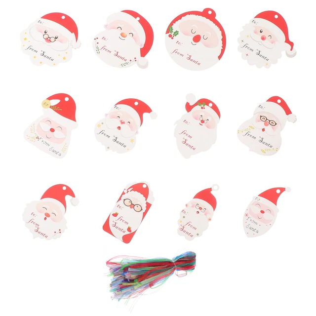 Etiquetas hechas a mano para decoración del árbol de Navidad Santa Claus