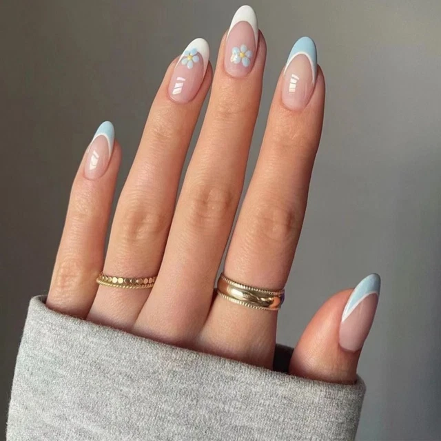 Pointed Head Almond Fake Nails Wearable Manicure Nail Tips Press on Nails  Girl