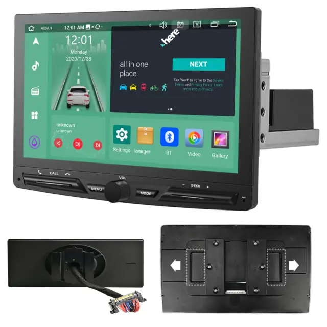 Single 1DIN 10.1" Rotatable Screen Android 13 8-Core 4+64GB Car Stereo GPS Radio 2