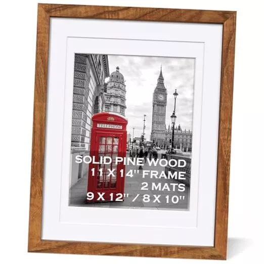 11x14 Picture Frame Solid Wood Display 8x10 Picture Frame or 9x12 with Teakwood
